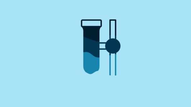Blue Glass Пробирка Колба Значок Стенда Изолированы Синем Фоне Лабораторное — стоковое видео