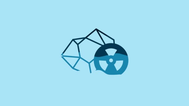 Blue Radioactive Icon Isolated Blue Background Radioactive Toxic Symbol Radiation — Stock video