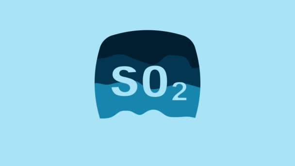 蓝色二氧化硫So2气体分子图标 在蓝色背景下分离 结构化学公式和分子模型 4K视频运动图形动画 — 图库视频影像
