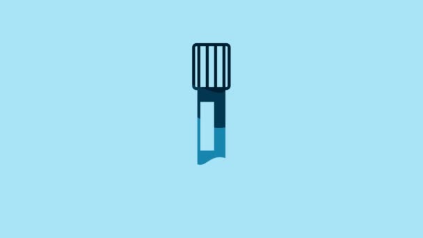 Blue Test Tube Flask Chemical Laboratory Test Icon Isolated Blue — Video Stock