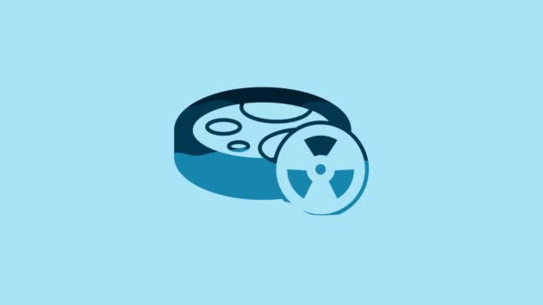 Синій Лабораторний Хімічний Склянка Токсичною Іконою Рідини Ізольовані Синьому Фоні — стокове відео