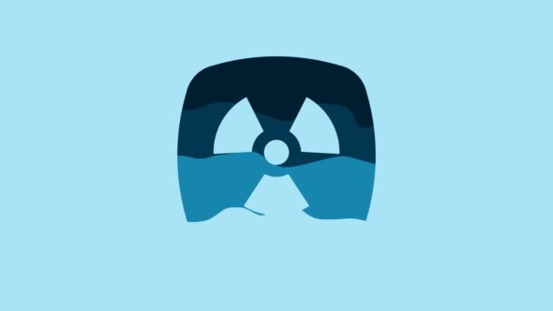 Blue Radioactive Icon Isolated Blue Background Radioactive Toxic Symbol Radiation — Stock Video
