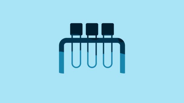 Blue Test Tube Flask Chemical Laboratory Test Icon Isolated Blue — Stock videók