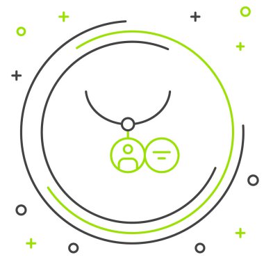 Kolye ikonundaki çizgi madalyonu beyaz arka planda izole edilmiş. Renkli taslak konsepti. Vektör.