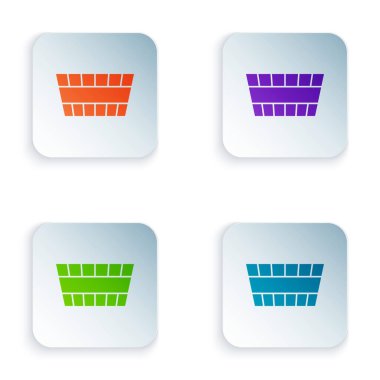 Color Sauna bucket icon isolated on white background. Set colorful icons in square buttons. Vector.