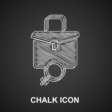Chalk Work for female icon isolated on black background. Business woman work. Vector.