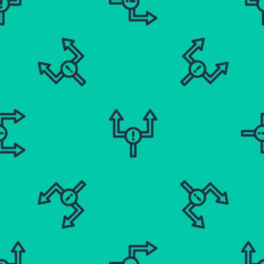 Mavi çizgi ok simgesi yeşil arkaplanda pürüzsüz desen izole etti. Yön Arrowhead sembolü. Navigasyon işaretçisi işareti. Vektör.