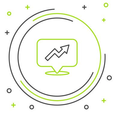 Çizgi Finansal Büyüme Simgesi beyaz arka planda izole edildi. Gelirleri arttırıyorum. Renkli taslak konsepti. Vektör