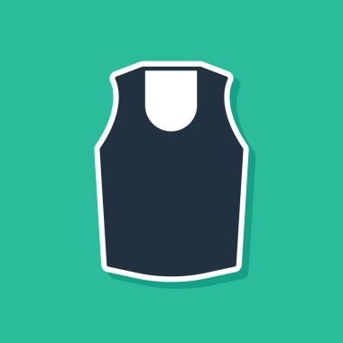 Mavi Undershirt simgesi yeşil arkaplanda izole edildi. Vektör