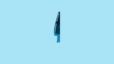 Blue Knife icon isolated on blue background. Cutlery symbol. 4K Video motion graphic animation.