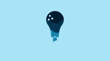 Blue Chicken leg icon isolated on blue background. Chicken drumstick. 4K Video motion graphic animation.