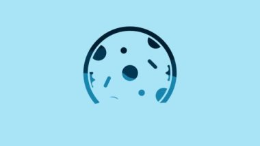 Blue Pizza icon isolated on blue background. Fast food menu. 4K Video motion graphic animation.