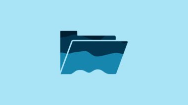 Blue Document folder icon isolated on blue background. Accounting binder symbol. Bookkeeping management. 4K Video motion graphic animation.