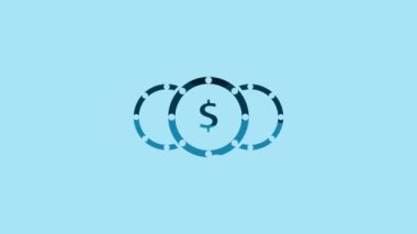 Blue Coin money with dollar symbol icon isolated on blue background. Banking currency sign. Cash symbol. 4K Video motion graphic animation.