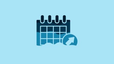 Blue Calendar icon isolated on blue background. Event reminder symbol. 4K Video motion graphic animation.