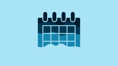 Blue Calendar icon isolated on blue background. Event reminder symbol. 4K Video motion graphic animation.