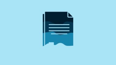 Blue File document icon isolated on blue background. Checklist icon. Business concept. 4K Video motion graphic animation.