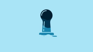 Blue Stamp icon isolated on blue background. 4K Video motion graphic animation.