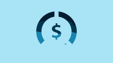 Blue Coin money with dollar symbol icon isolated on blue background. Banking currency sign. Cash symbol. 4K Video motion graphic animation.