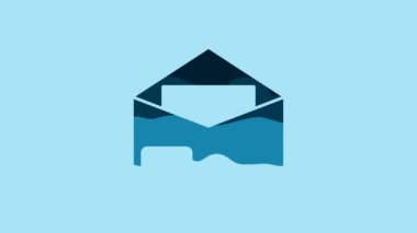 Blue Envelope icon isolated on blue background. Email message letter symbol. 4K Video motion graphic animation.
