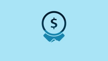 Blue Reward for good work icon isolated on blue background. Employee of the month, talent award, outstanding achievement, successful person. 4K Video motion graphic animation.