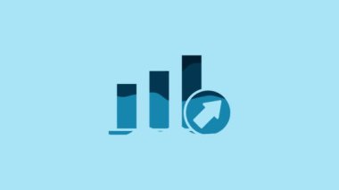 Blue Presentation financial business with graph, schedule, chart, diagram, infographic, pie graph icon isolated on blue background. 4K Video motion graphic animation.