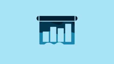 Blue Presentation financial business board with graph, schedule, chart, diagram, infographic, pie graph icon isolated on blue background. 4K Video motion graphic animation.