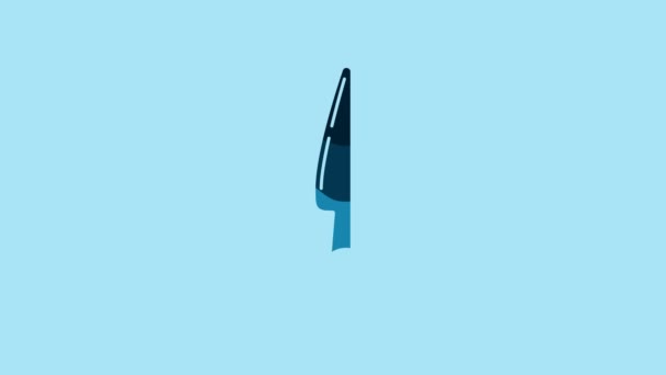 Blue Knife Icon Isolated Blue Background Cutlery Symbol Video Motion — Vídeo de Stock