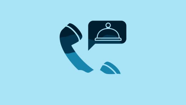 Blue Food Ordering Icon Isolated Blue Background Order Mobile Phone — Stock video