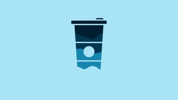Blue Paper Glass Water Icon Isolated Blue Background Soda Drink — Vídeo de stock