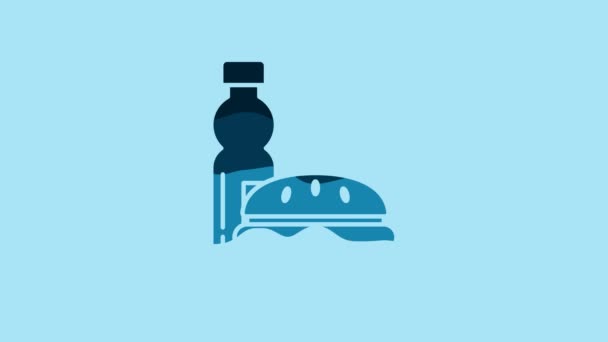 Blue Bottle Water Burger Icon Isolated Blue Background Soda Aqua — Stockvideo