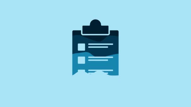 Blue Clipboard Checklist Icon Isolated Blue Background Control List Symbol — Wideo stockowe