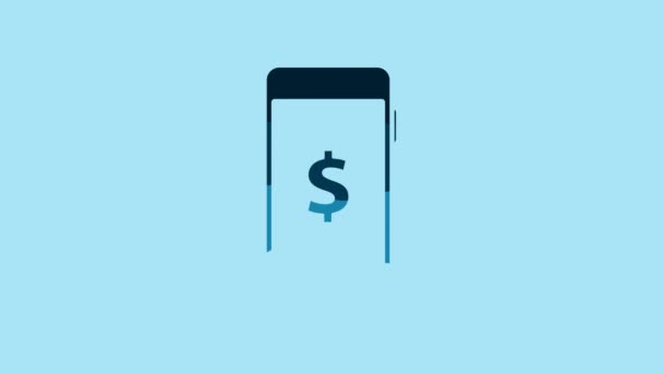Blue Smartphone Dollar Symbol Icon Isolated Blue Background Online Shopping — Stock video