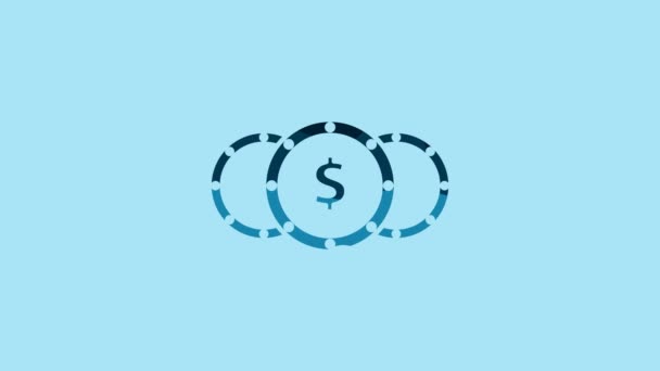 Blue Coin Money Dollar Symbol Icon Isolated Blue Background Banking — Vídeo de stock