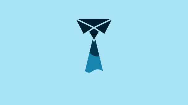 Blue Tie Icon Isolated Blue Background Necktie Neckcloth Symbol Video — Vídeo de Stock