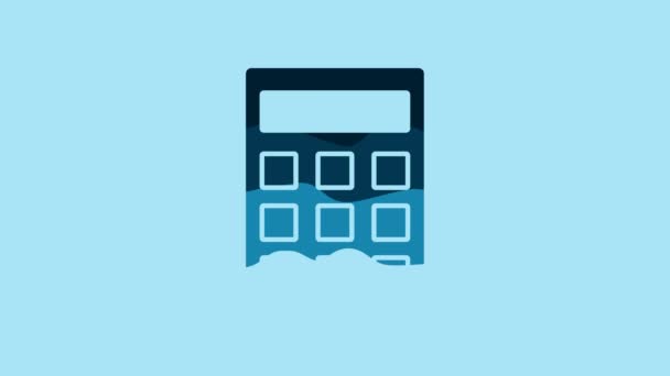 Blue Calculator Icon Isolated Blue Background Accounting Symbol Business Calculations — Stock Video