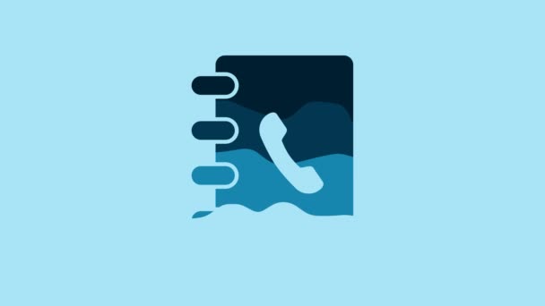 Blue Address Book Icon Isolated Blue Background Notebook Address Contact — 图库视频影像