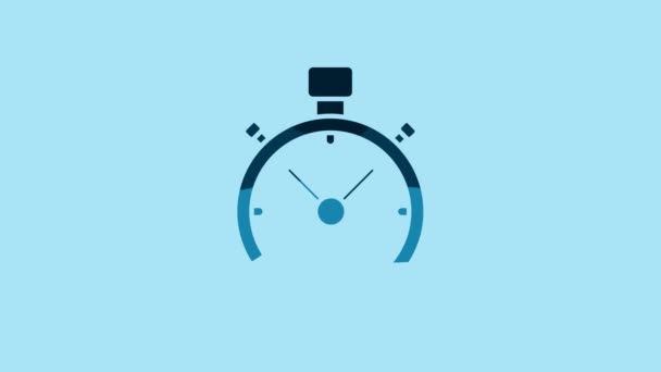 Blue Stopwatch Icon Isolated Blue Background Time Timer Sign Chronometer — 비디오