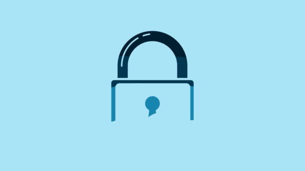 Blue Lock Icon Isolated Blue Background Padlock Sign Security Safety — Vídeos de Stock