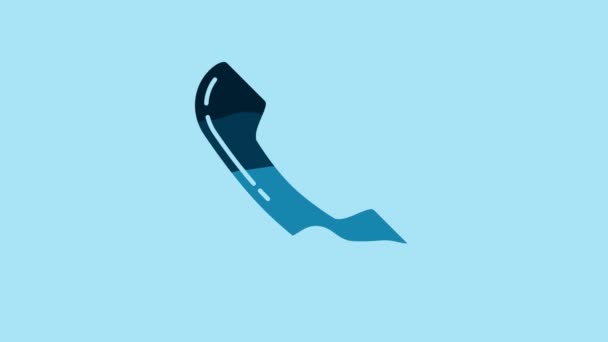 Blue Telephone Handset Icon Isolated Blue Background Phone Sign Video — Wideo stockowe