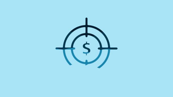 Blue Target Dollar Symbol Icon Isolated Blue Background Investment Target — Vídeo de stock