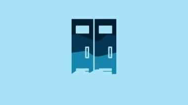 Blue Locker or changing room for football, basketball team or workers icon isolated on blue background. 4K Video motion graphic animation.