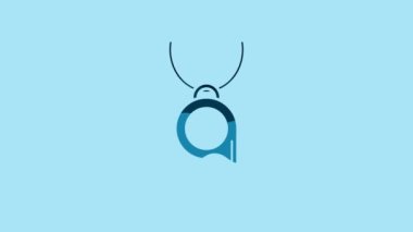 Blue Whistle icon isolated on blue background. Referee symbol. Fitness and sport sign. 4K Video motion graphic animation.