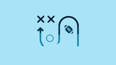 Blue Planning strategy concept icon isolated on blue background. Soccer or american football cup formation and tactic. 4K Video motion graphic animation.