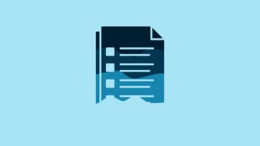 Blue File document icon isolated on blue background. Checklist icon. Business concept. 4K Video motion graphic animation.
