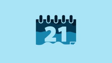 Blue Calendar icon isolated on blue background. Event reminder symbol. 4K Video motion graphic animation.