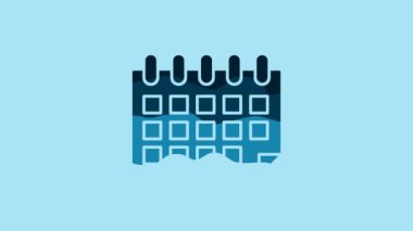Blue Calendar icon isolated on blue background. Event reminder symbol. 4K Video motion graphic animation.