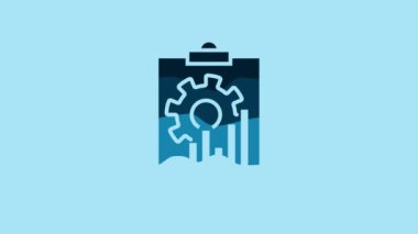 Blue Clipboard with graph chart icon isolated on blue background. Report text file icon. Accounting sign. Audit, analysis, planning. 4K Video motion graphic animation.