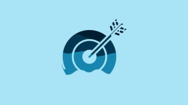 Blue Target icon isolated on blue background. Investment target icon. Successful business concept. Cash or Money sign. 4K Video motion graphic animation.