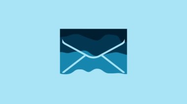 Blue Envelope icon isolated on blue background. Email message letter symbol. 4K Video motion graphic animation.